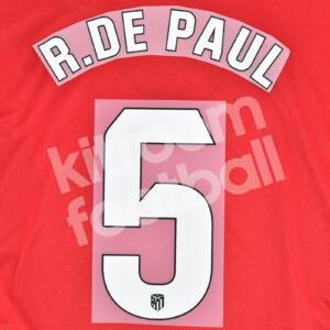 2023-24 Atletico de Madrid Home Name Number Set #5 R. DE PAUL Dorsal Repro