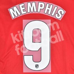 2023-24 Atletico de Madrid Home Name Number Set #9 MEMPHIS Dorsal Repro