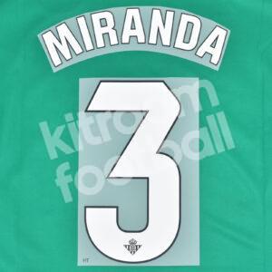 2023-24 Real Betis Away Name Number Set #3 MIRANDA Dorsal Repro
