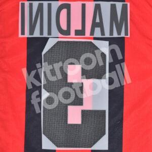 2000-01 AC Milan Home Name Number Set #3 MALDINI Repro - Image 3