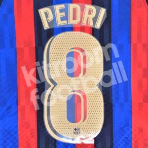 Original Player Issue 2022-23 Barcelona Home Name Number Set #8 PEDRI La Liga