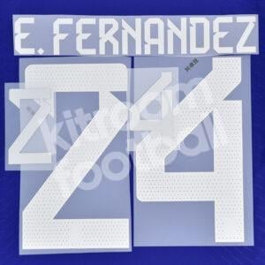 FIFA World Cup Qatar 2022 Argentina Name Number Set #24 E. FERNANDEZ Away Repro