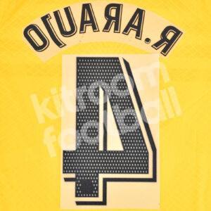 2021-23 Barcelona Fourth Senyera Name Number Set #4 R. ARAUJO La Liga Repro - Image 3