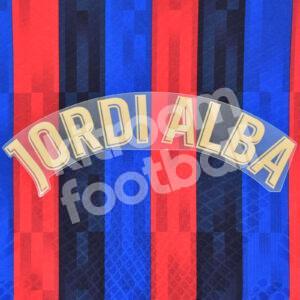 Original Player Issue 2022-23 Barcelona Home Name Block JORDI ALBA La Liga