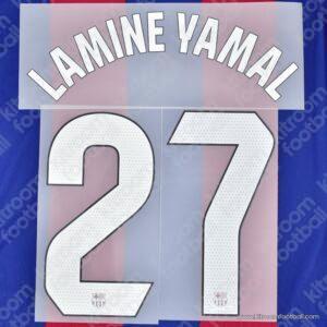 Original 2023-24 Fc Barcelona Home Name Number Set #27 LAMINE YAMAL La Liga TPT
