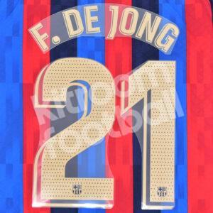 Original Player Issue 2022-23 Barcelona Home Name Number Set #21 F. DE JONG La Liga