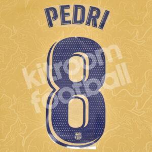 Original Player Issue 2022-23 Barcelona Away Name Number Set #8 PEDRI La Liga