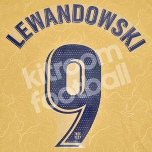 Original Player Issue 2022-23 Barcelona Away Name Number Set #9 LEWANDOWSKI La Liga