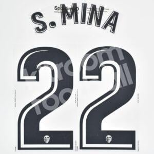 Original Player Issue 2017-18 Valencia CF Home Name Number Set #22 S. MINA