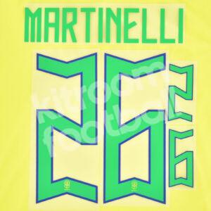 FIFA World Cup Qatar 2022 Brazil Name Number Set #26 MARTINELLI Home Repro