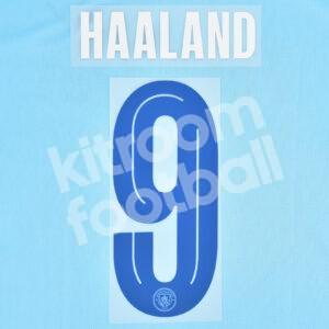 2023-24 Manchester City Champions League Home Name Number Set #9 HAALAND Repro