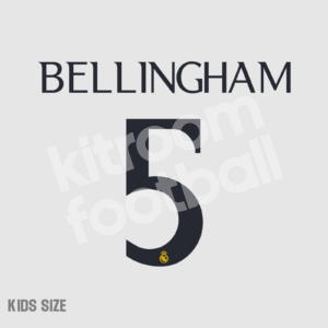 2023-24 Real Madrid Home Name Number Set Kids #5 BELLINGHAM Champions Repro