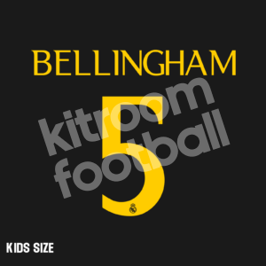2023-24 Real Madrid Away Name Number Set Kids #5 BELLINGHAM Champions Repro