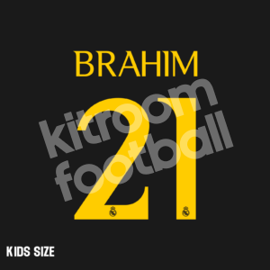 2023-24 Real Madrid Away Name Number Set Kids #21 BRAHIM Champions Repro