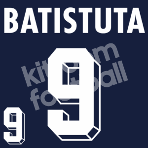 World Cup 1998 Argentina Away Name Set Number #9 BATISTUTA Flock Repro