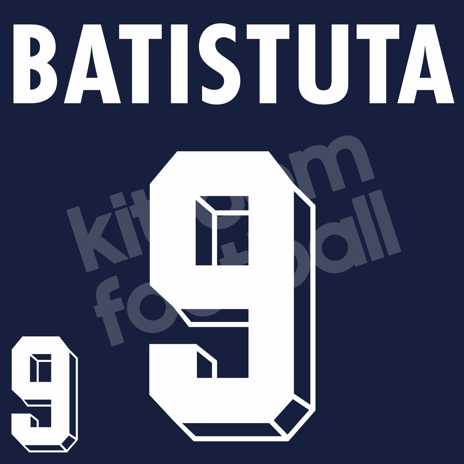 World Cup 1998 Argentina Away Name Set Number #9 BATISTUTA Flock
