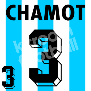 World Cup 1998 Argentina Home Name Set Number #3 CHAMOT Flock Repro