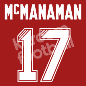 1995-96 Liverpool Home Name Number Set #17 McManaman Flock Velvet White Repro - Image 1
