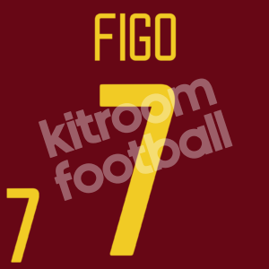 World Cup 2002 Portugal Name Number Set #7 FIGO Home Repro - Image 1