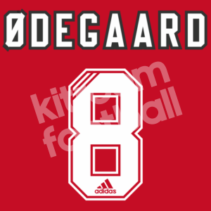 1993-94 Arsenal Home Name Number Set #8 ODEGAARD Retro Flock (2 Layers)