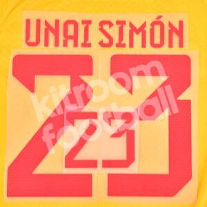 2022-23 Spain Goalkeeper Name Number Set #23 UNAI SIMON Red Repro - Image 3