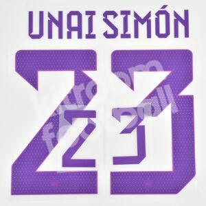 2022-23 Spain Goalkeeper Name Number Set #23 UNAI SIMON Violet Repro - Image 3