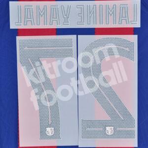 Original 2023-24 Fc Barcelona Home Name Number Set #27 LAMINE YAMAL Champions League - Image 3