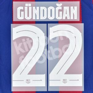 Original 2023-24 Fc Barcelona Home Name Number Set #22 GÜNDOGAN Champions League