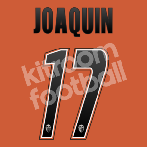 2007-08 Valencia CF Home & Away Name Number Set #17 JOAQUIN Repro