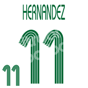 2007 Mexico Away Name Number Set Green #11 Chicharito HERNANDEZ Repro - Image 1