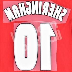 1998-99 Manchester United Home Name Number Set #10 SHERINGHAM Repro Champions League - Image 3
