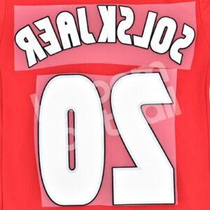 1998-99 Manchester United Home Name Number Set #20 SOLSKJAER Repro Champions League - Image 3