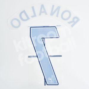 2008-09 Manchester United Away Blue Name Number Set #7 RONALDO Premier League Repro - Image 3