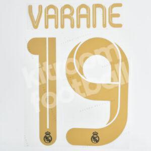 2011-12 Real Madrid Home Name Number Set #19 VARANE Raphael Repro