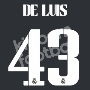 2022-23 Real Madrid Goalkeeper Name Number Set #43 DE LUIS Repro Champions White