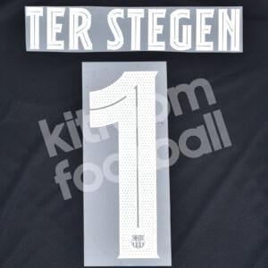 2023-24 Fc Barcelona Goalkeeper Name Number Set #1 TER STEGEN Champions Repro