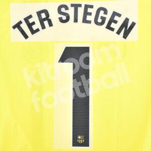 2023-24 FC Barcelona Goalkeeper Name Number Set #1 TER STEGEN La Liga Repro
