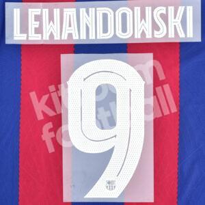 2023-24 Fc Barcelona Home Name Number Set #9 LEWANDOWSKI Champions Repro