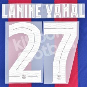 2023-24 Fc Barcelona Home Name Number Set #27 LAMINE YAMAL Champions Repro