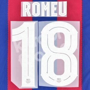 2023-24 Fc Barcelona Home Name Number Set #18 Oriol ROMEU Champions Repro