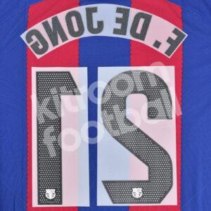 2023-24 Fc Barcelona Home Name Number Set #21 Frankie DE JONG La Liga Repro - Image 3