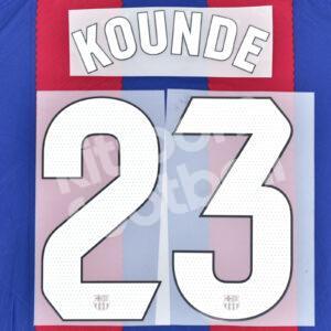 2023-24 Fc Barcelona Home Name Number Set #23 KOUNDE La Liga Repro