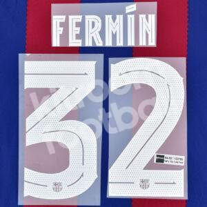 2023-24 Fc Barcelona Home Name Number Set #32 FERMÍN Champions Repro