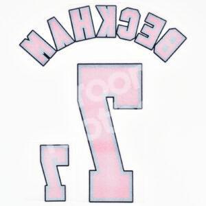 World Cup 1998 England Home Name Number Set #7 BECKHAM Flock Repro - Image 3