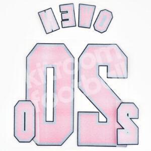 World Cup 1998 England Home Name Number Set #20 OWEN Flock Repro - Image 3