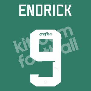 2023-24 Palmeiras Brazil Home Name Number Set #9 ENDRICK White Repro