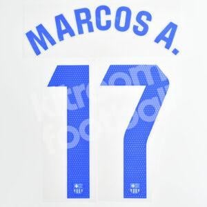 2023-24 Fc Barcelona Away Name Number Set #17 MARCOS Alonso La Liga Repro