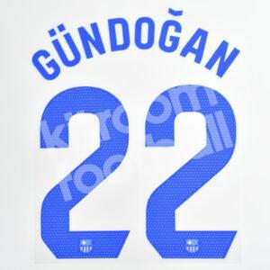 2023-24 Fc Barcelona Away Name Number Set #22 GUNDOGAN La Liga Repro