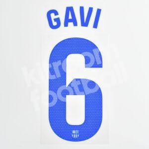 2023-24 Fc Barcelona Away Name Number Set #6 GAVI La Liga Repro