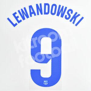 2023-24 Fc Barcelona Away Name Number Set #9 LEWANDOWSKI La Liga Repro